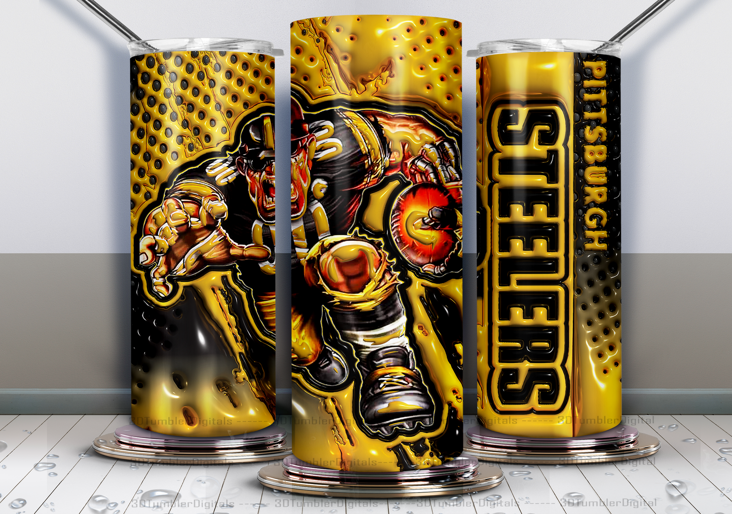 Steelers Tumbler Wrap , 3D Nfl Tumbler Wrap, Nfl Mascot Tumbler 10