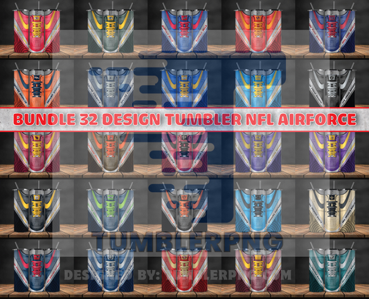 Bundle 32 Design Tumbler NFL Air Force, NFL Sneaker Tumbler Wrap, Bundle Sport Tumbler 107