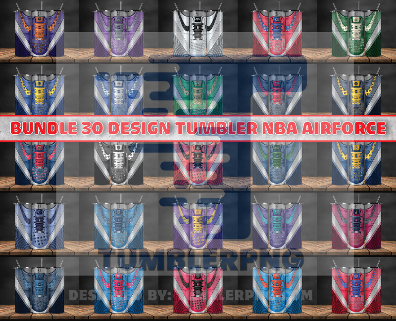 Bundle 30 Design Tumbler NBA Air Force, NBA Sneaker Tumbler Wrap, Bundle Sport Tumbler 109