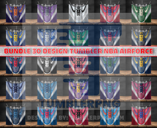Bundle 30 Design Tumbler NBA Air Force, NBA Sneaker Tumbler Wrap, Bundle Sport Tumbler 109