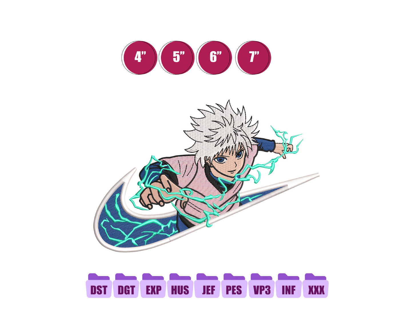 Ni ke KILUA Anime Embroidery Design, Ni ke Anime Embroidery Designs 111