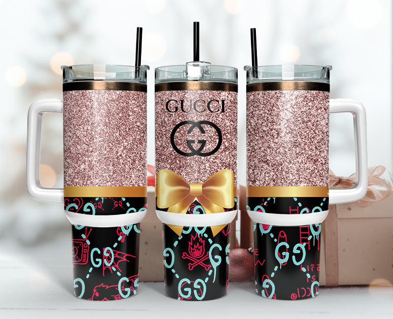 Gucci Tumbler Wrap 40oz, Logo Fashion Tumbler Wrap 40oz, Tumbler 40oz Png 127