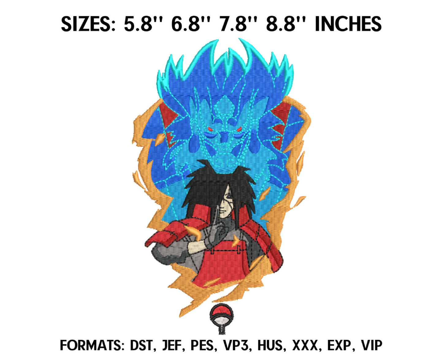 MADARA UCHIHA Anime Embroidery Design, Anime Machine Embroidery Design 13