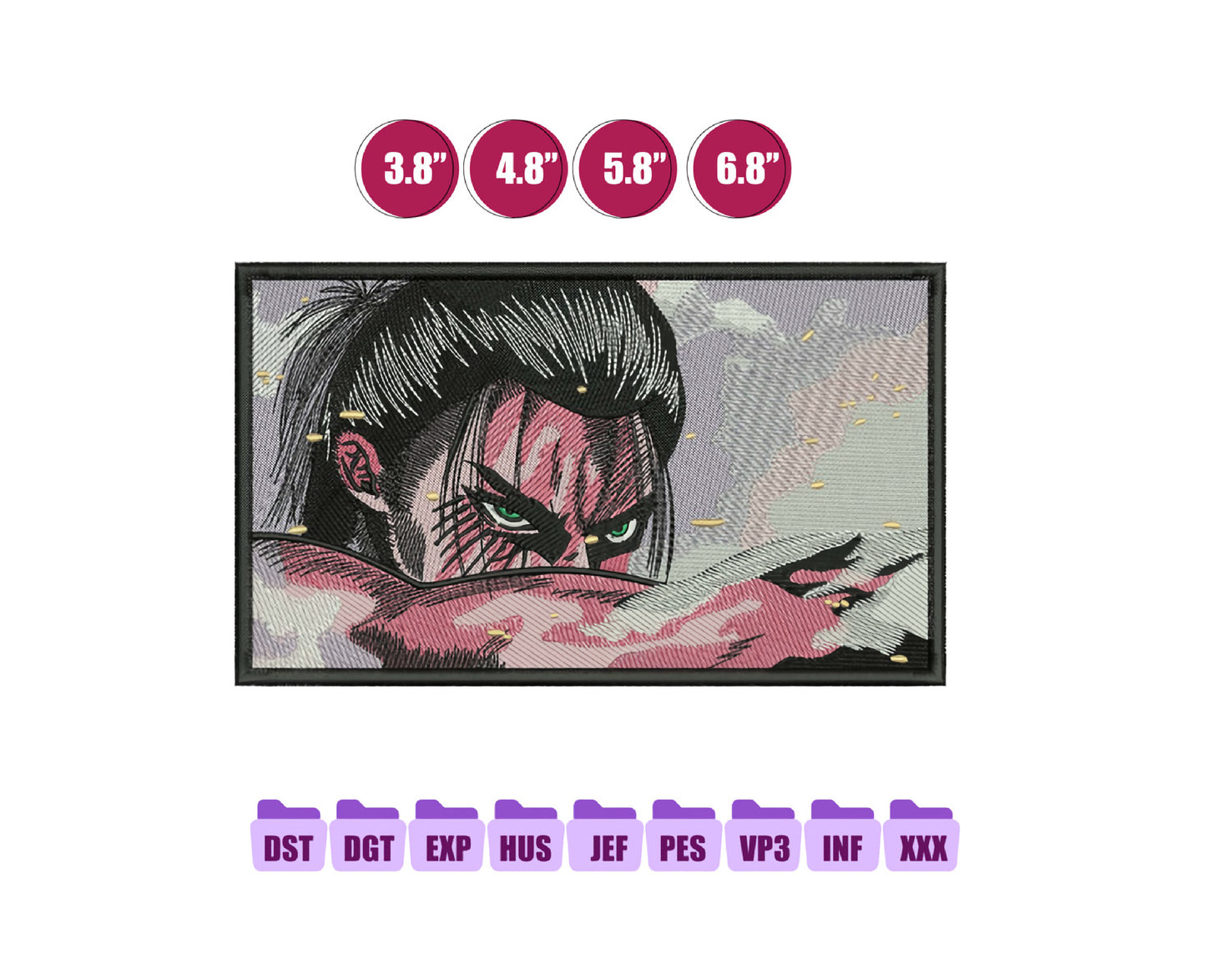 Attack on titan Anime Embroidery Design, Anime Machine Embroidery Design 135