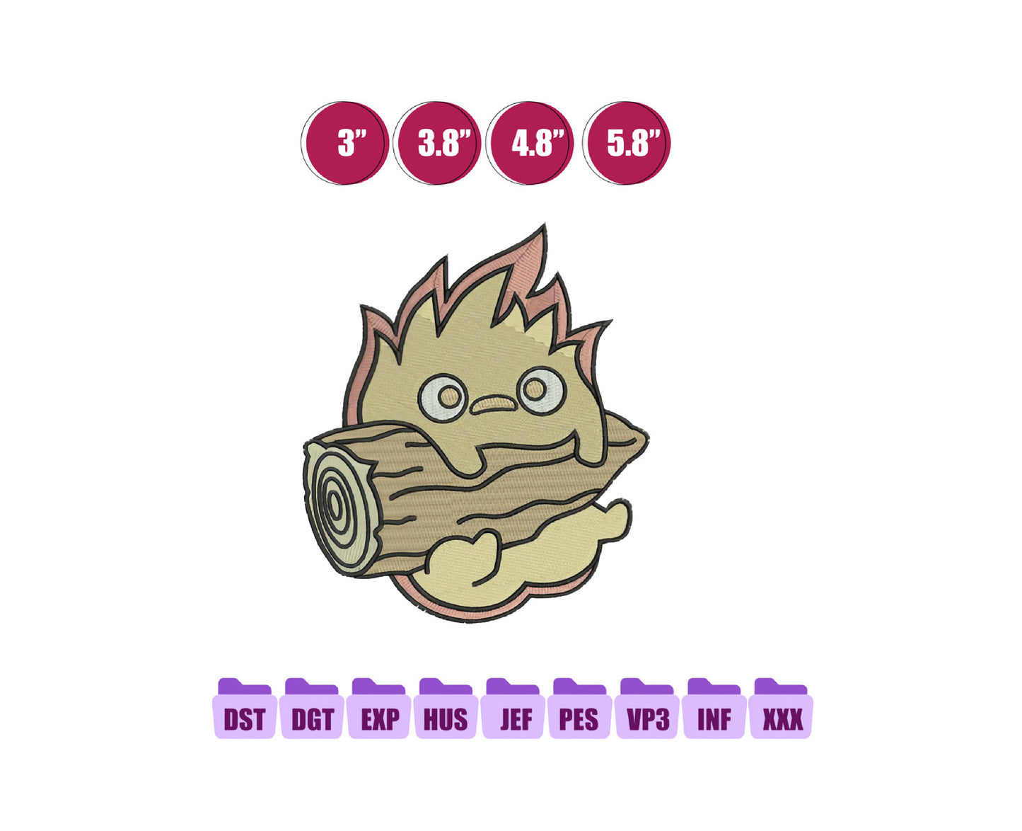 Calcifer Anime Embroidery Design, Anime Machine Embroidery Design 147