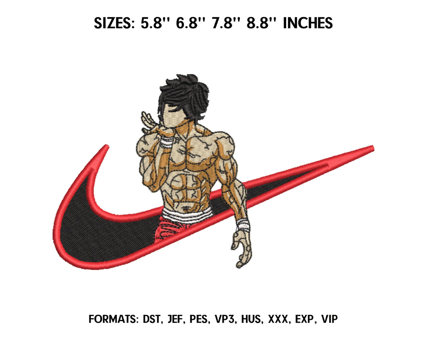 Hanma Baki Anime Embroidery Design, Ni ke Anime Embroidery Designs 15