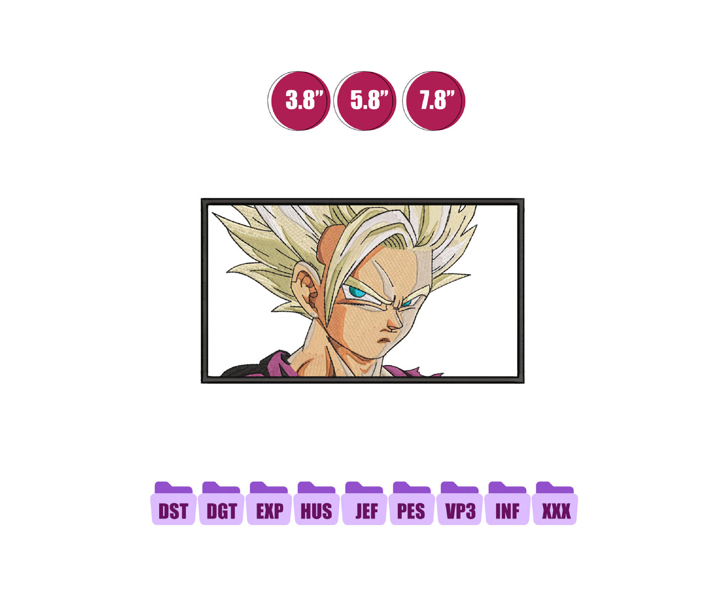 Gohan Anime Embroidery Design, Anime Machine Embroidery Design 161