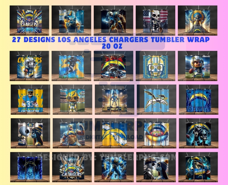 Bundle Los Angeles Chargers Logo Tumbler Wrap, Bundle Sport Tumbler 167
