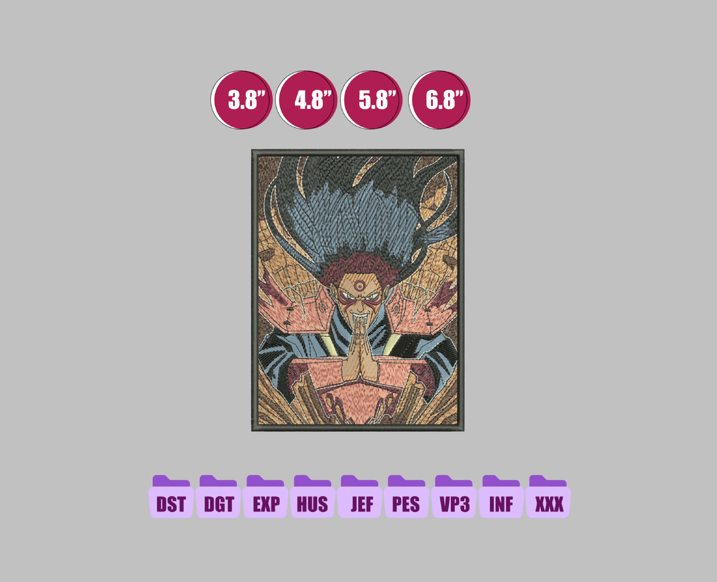 Hashirama Anime Embroidery Design, Anime Machine Embroidery Design 173