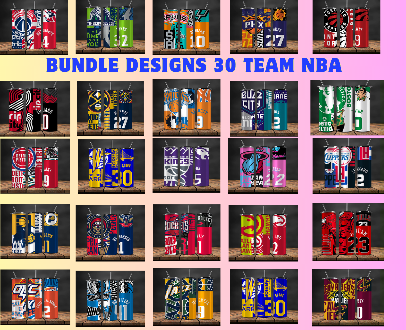 Bundle 30 Team Basketball Tumbler Wrap Design,Basketball Sports Tumbler , Basketball Tumbler Wrap NEW