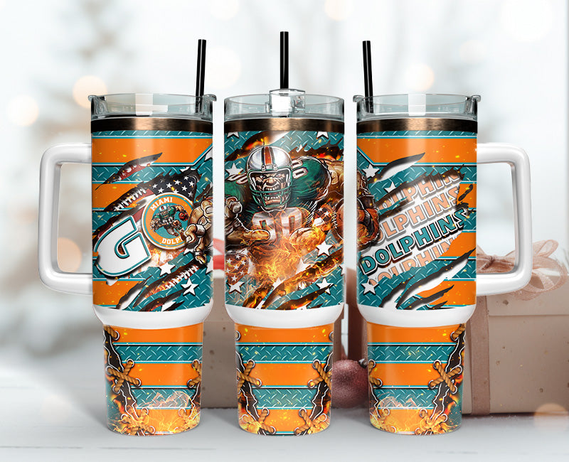 Miami Dolphins Tumbler 40oz Png, 40oz Tumbler Skinny 20