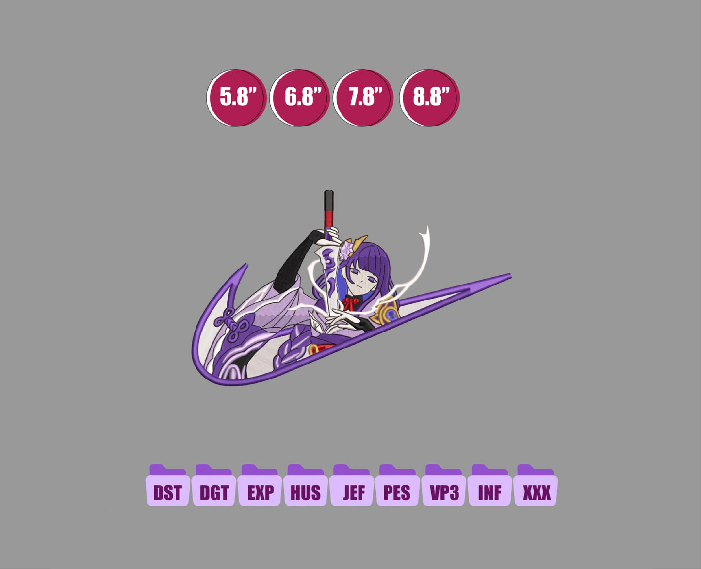 SHOGUN RAIDEN Anime Embroidery Design, Ni ke Anime Embroidery Designs 20