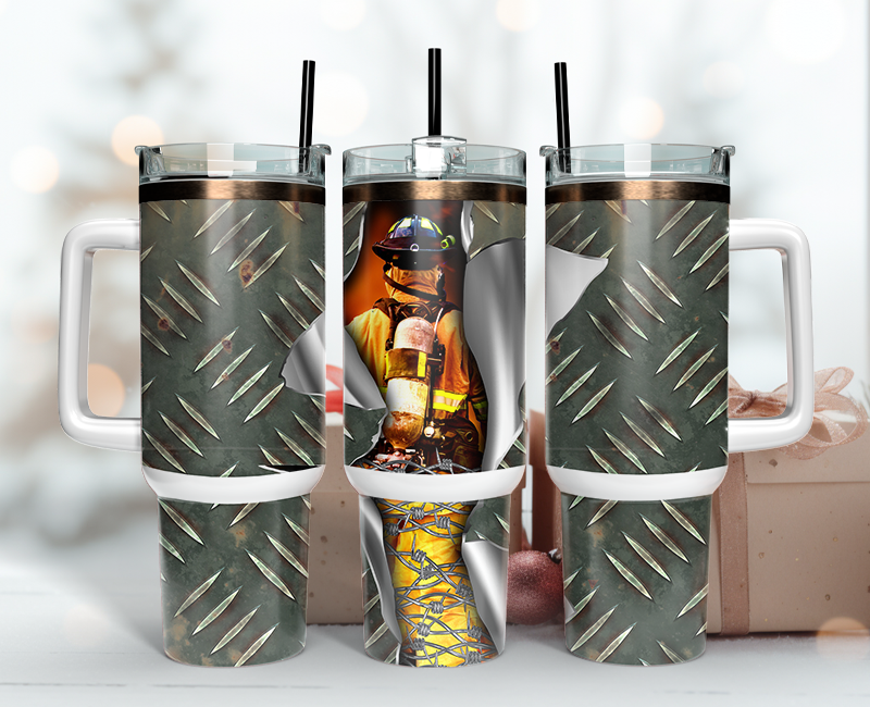 Firefighter Tumbler Wrap 40oz , 40oz Tumbler Sublimation Png , Tumbler Wrap 26