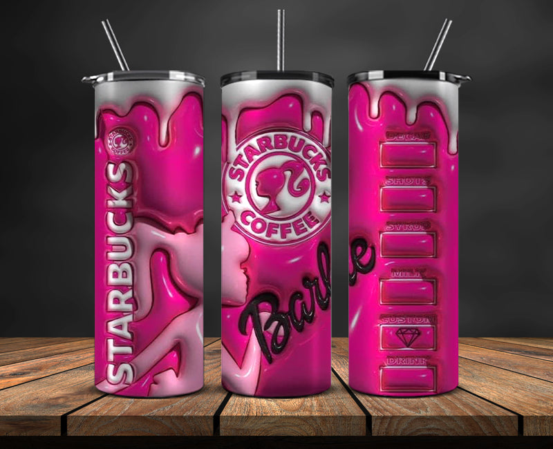 Barbie Tumbler Wrap, Barbie Doll PNG, Barbie 3D Skinny 20oz 02