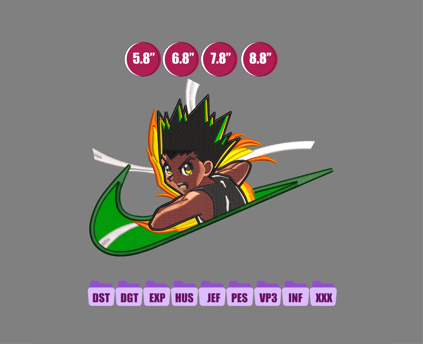 Ni ke Gon Anime Embroidery Design, Ni ke Anime Embroidery Designs 31