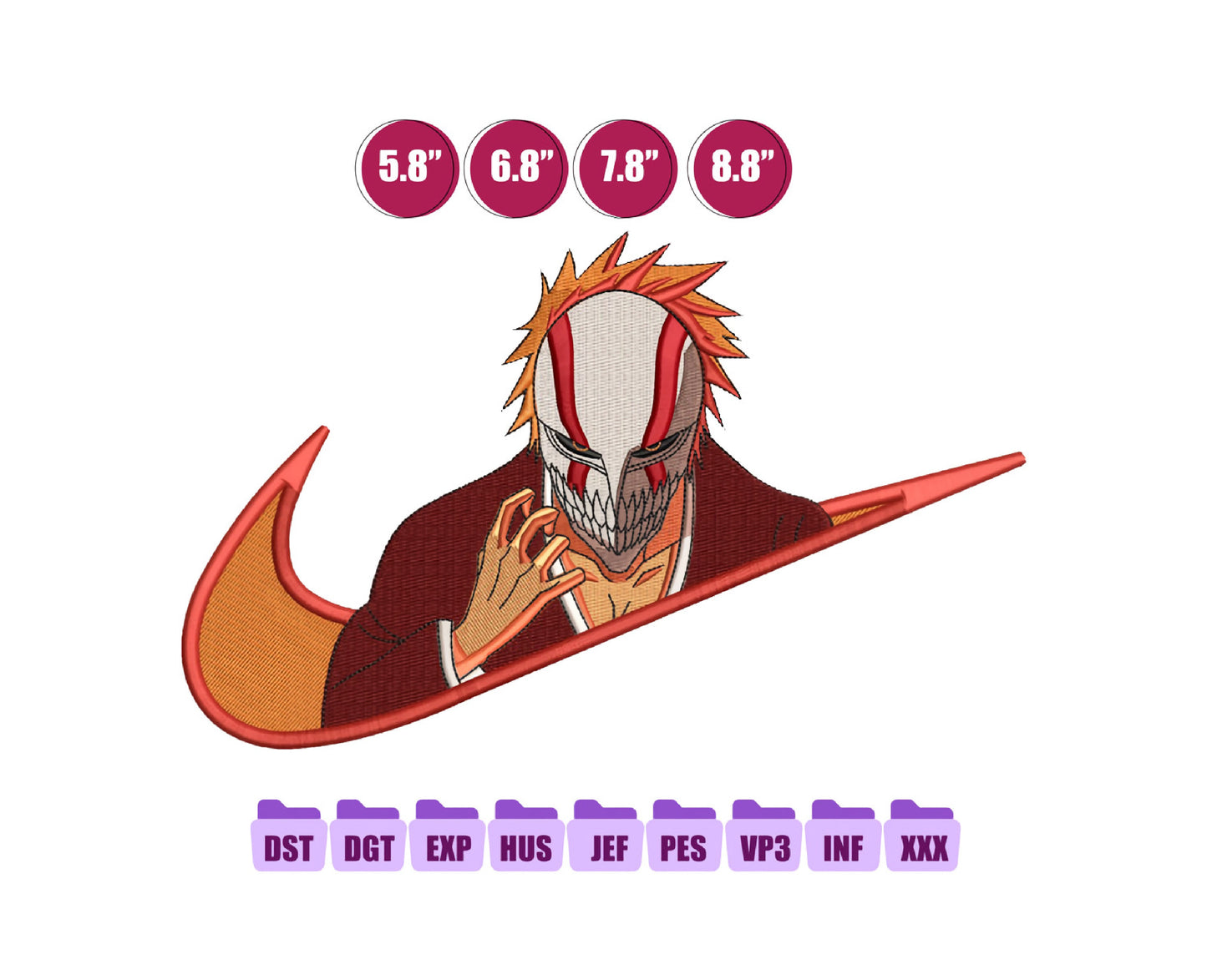 Ichigo Kurosaki Anime Embroidery Design, Ni ke Anime Embroidery Designs 32