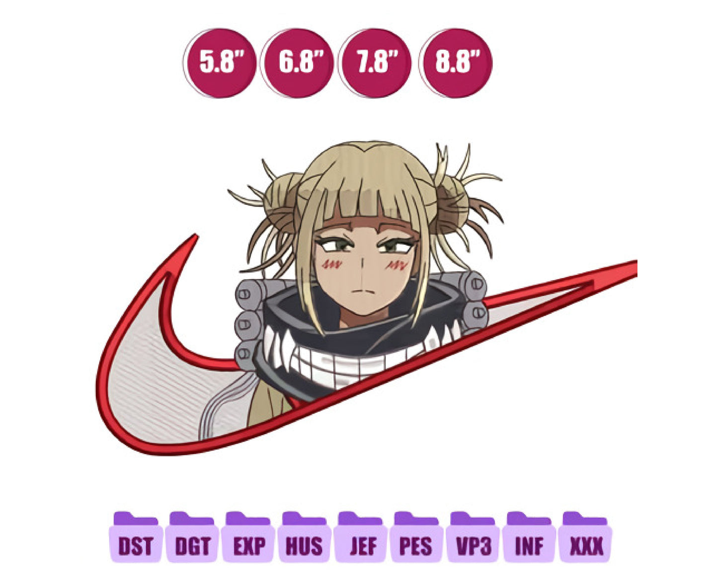 Himiko Toga Anime Embroidery Design, Ni ke Anime Embroidery Designs 36