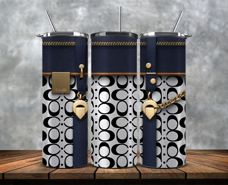 Fashion Tumbler Wraps, Luxury Skinny Tumbler, Coach Tumbler Png, Pattern Logo Fashion Tumbler Wraps 43