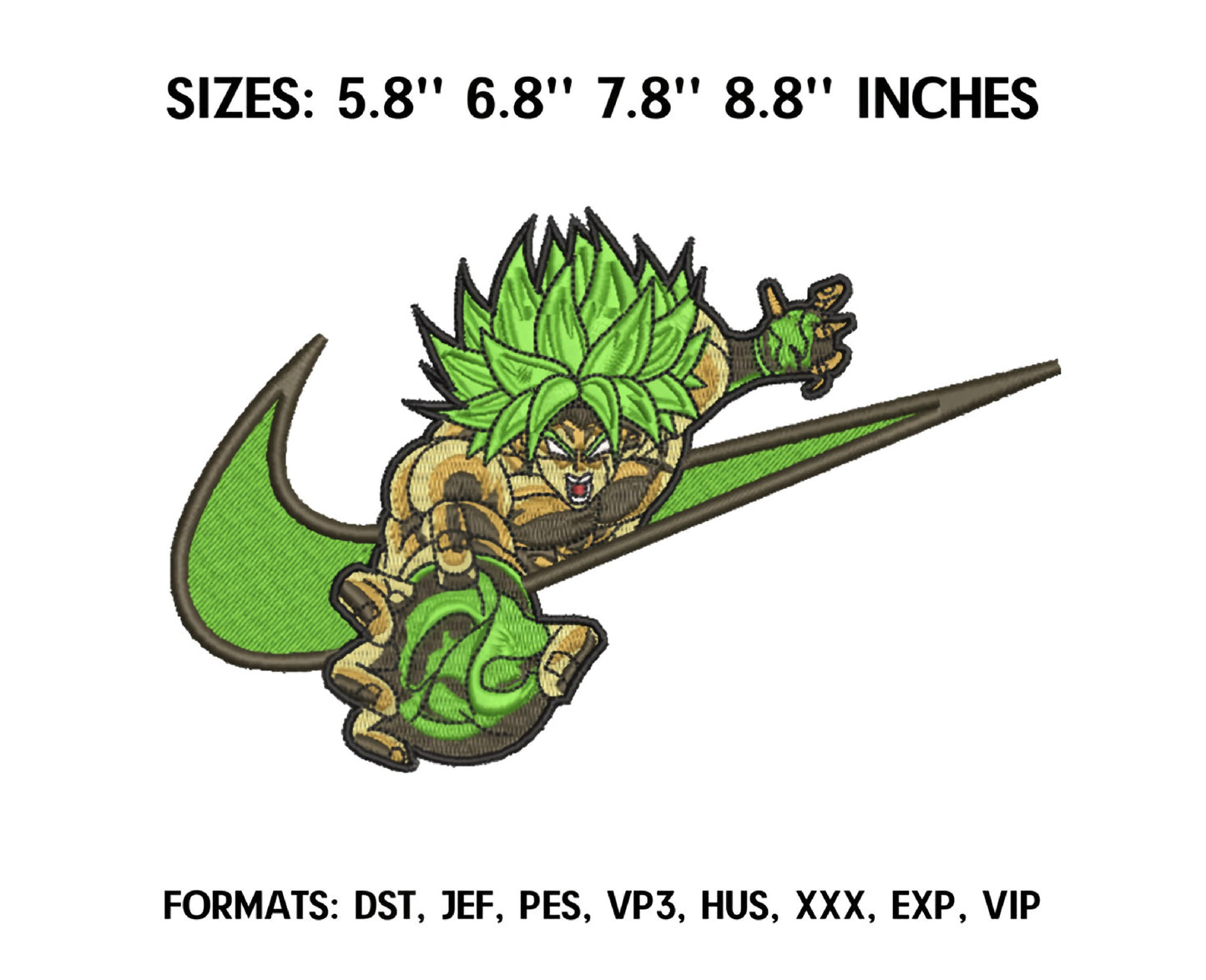 Broly Super Saiyan Anime Embroidery Design, Ni ke Anime Embroidery Designs 44