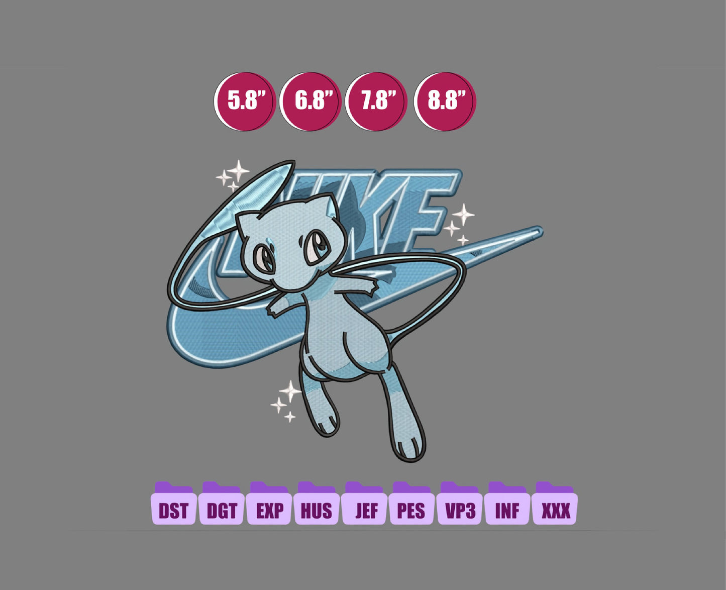 Ni ke Mew Anime Embroidery Design, Ni ke Anime Embroidery Designs 45