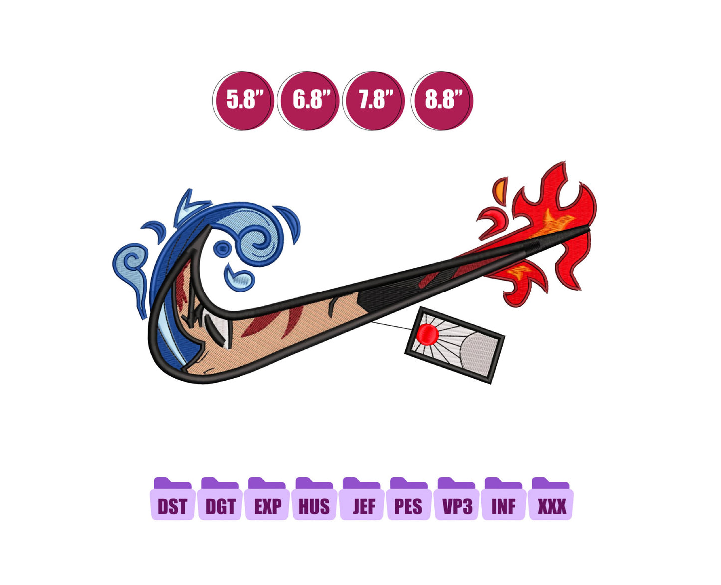 Ni ke and Tanjiro Kamado Anime Embroidery Design, Ni ke Anime Embroidery Designs 46