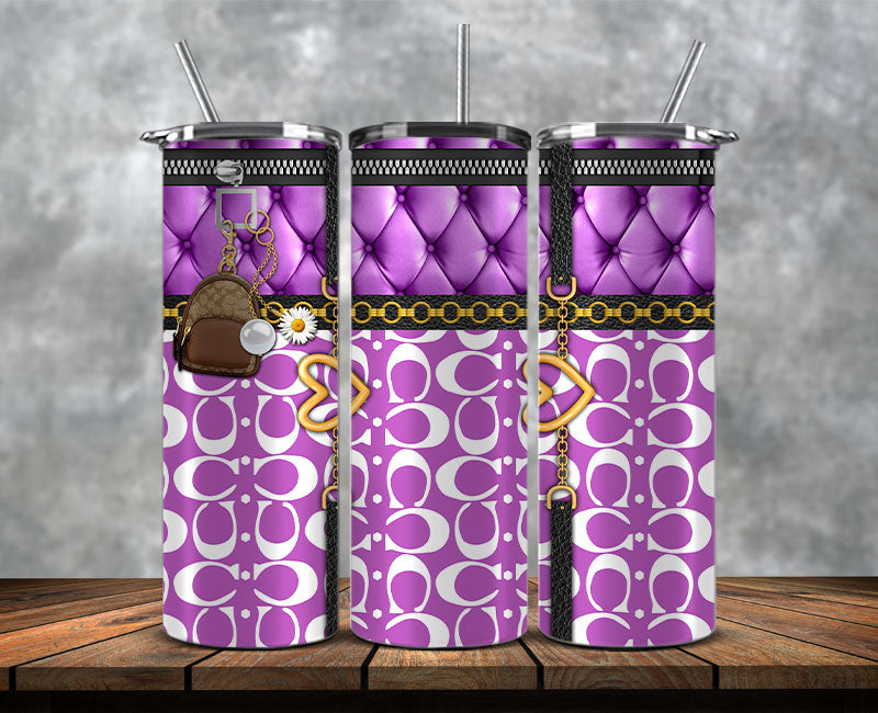 Fashion Tumbler Wraps, Luxury Skinny Tumbler, Coach Tumbler Png, Pattern Logo Fashion Tumbler Wraps 46