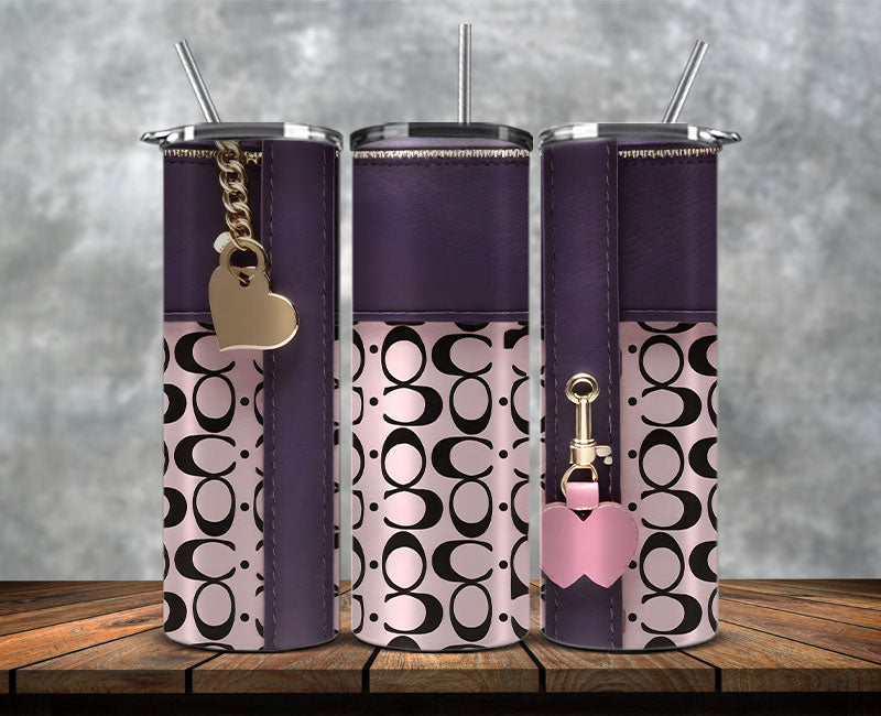 Fashion Tumbler Wraps, Luxury Skinny Tumbler, Coach Tumbler Png, Pattern Logo Fashion Tumbler Wraps 48