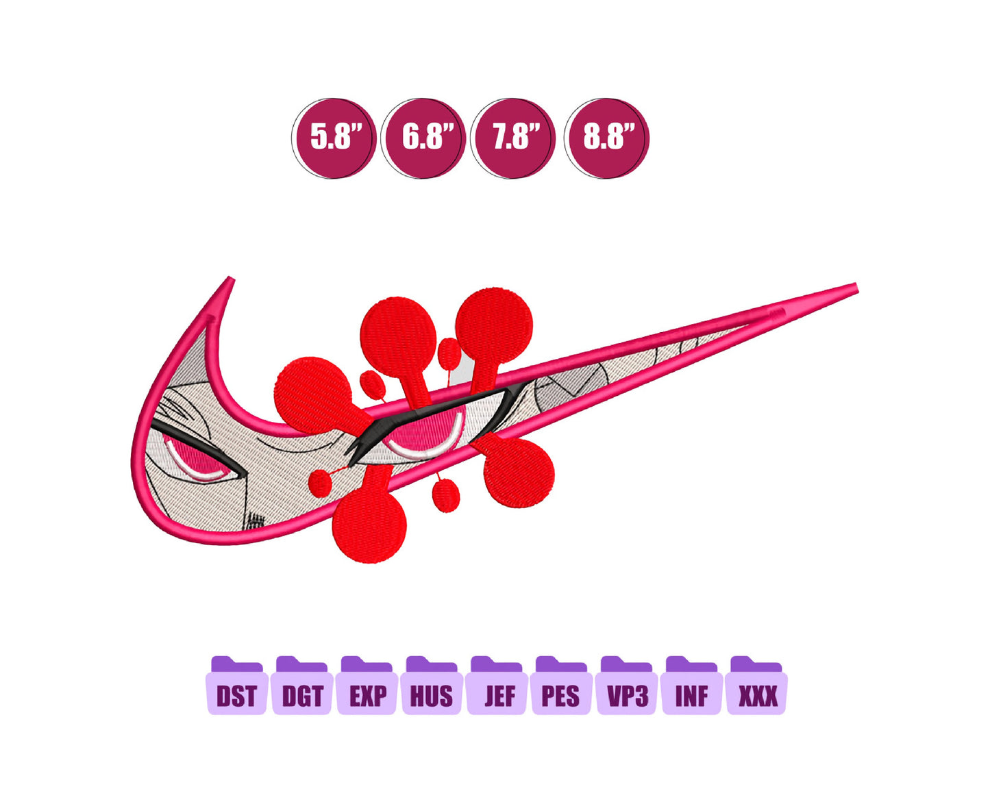 Tengen Uzui Anime Embroidery Design, Ni ke Anime Embroidery Designs 48