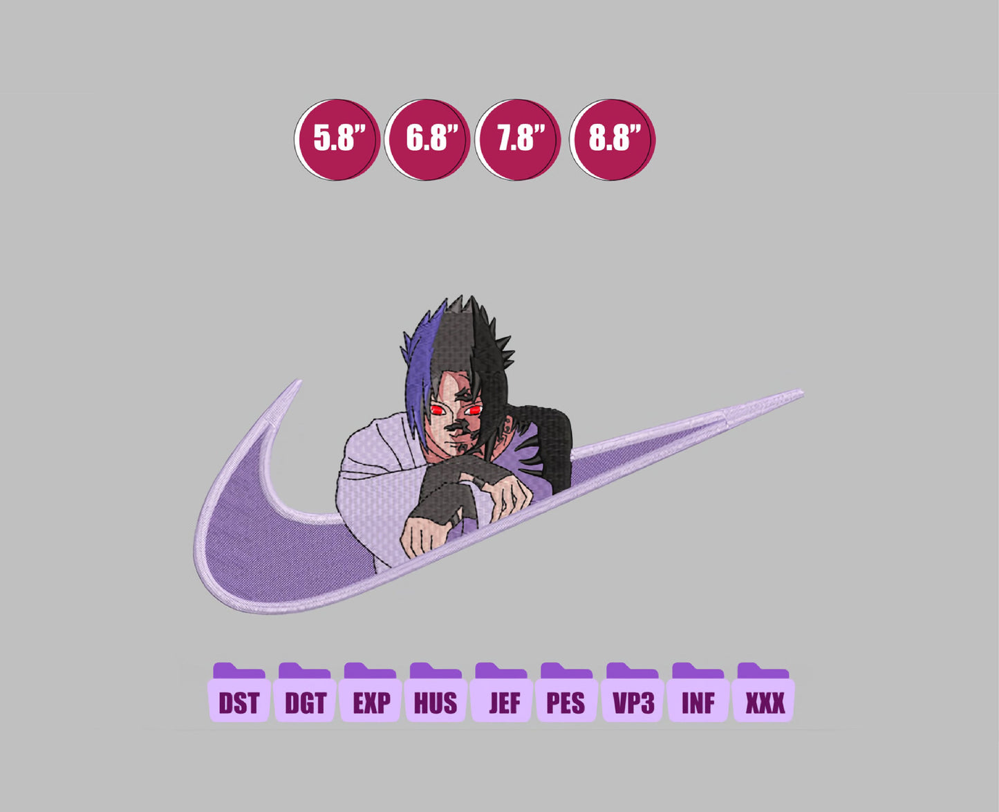SASUKE Anime Embroidery Design, Ni ke Anime Embroidery Designs 50