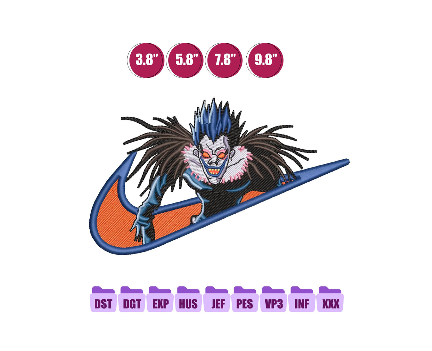Ni ke Ryuk Anime Embroidery Design, Ni ke Anime Embroidery Designs 53