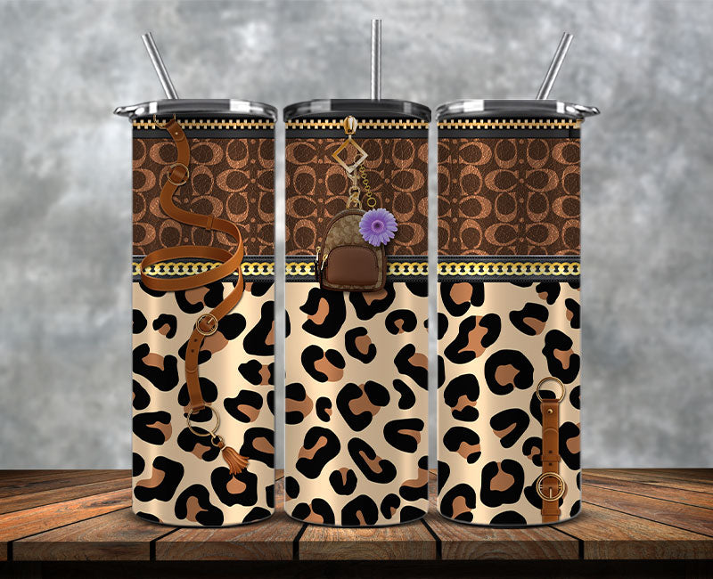Fashion Tumbler Wraps, Luxury Skinny Tumbler, Coach Tumbler Png, Pattern Logo Fashion Tumbler Wraps 54