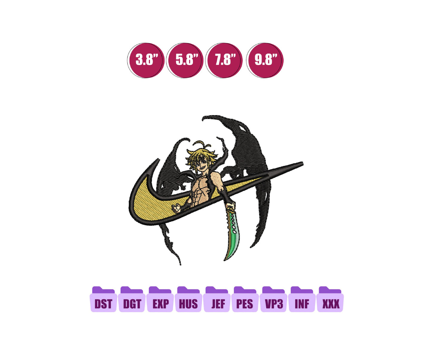 Ni ke Melio Anime Embroidery Design, Ni ke Anime Embroidery Designs 54