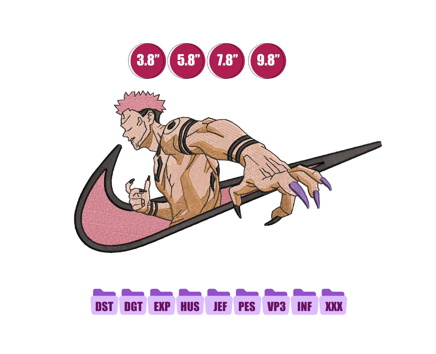 Ni ke Sukuna Anime Embroidery Design, Ni ke Anime Embroidery Designs 56