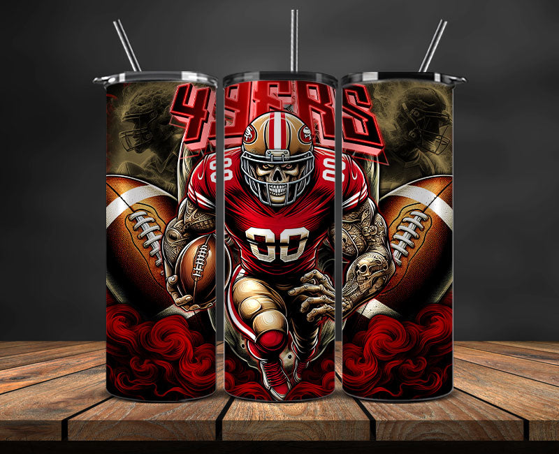 American football themed tumbler wrap design for 20oz skinny tumbler, sports fan style