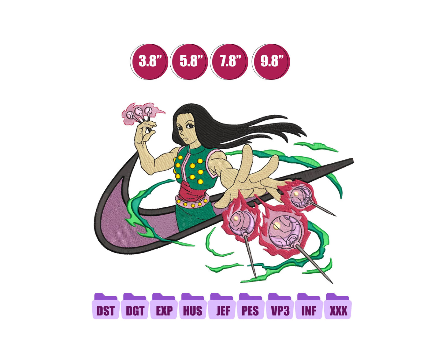 Ni ke Illumi Anime Embroidery Design, Ni ke Anime Embroidery Designs 60