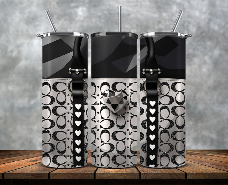 Fashion Tumbler Wraps, Luxury Skinny Tumbler, Coach Tumbler Png, Pattern Logo Fashion Tumbler Wraps 62