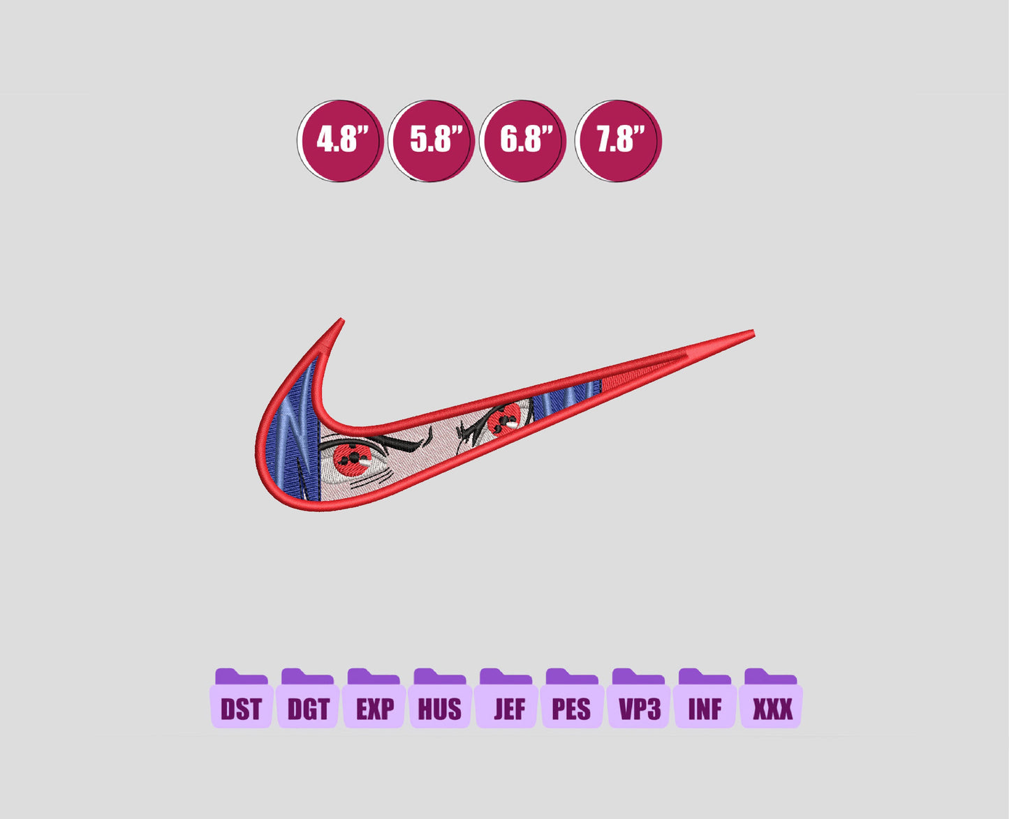 Itachi Uchiha Anime Embroidery Design, Ni ke Anime Embroidery Designs 67