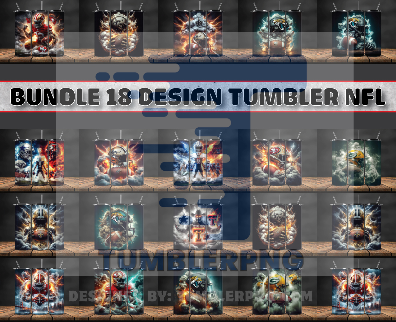 Bundle Sport Tumbler 18 Designs, American Football Tumbler PNG -69