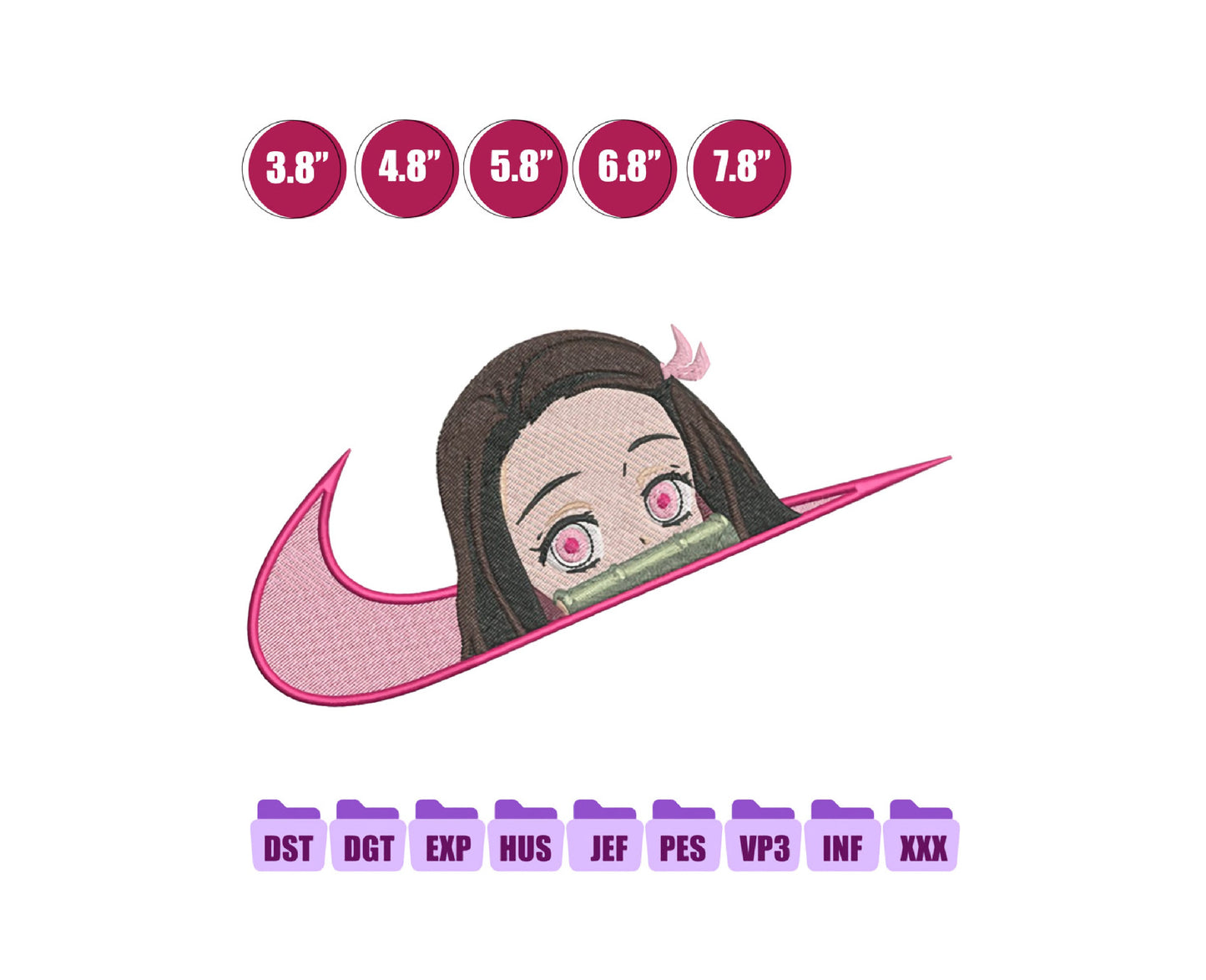 Nezuko Ni ke Anime Embroidery Design, Ni ke Anime Embroidery Designs 71