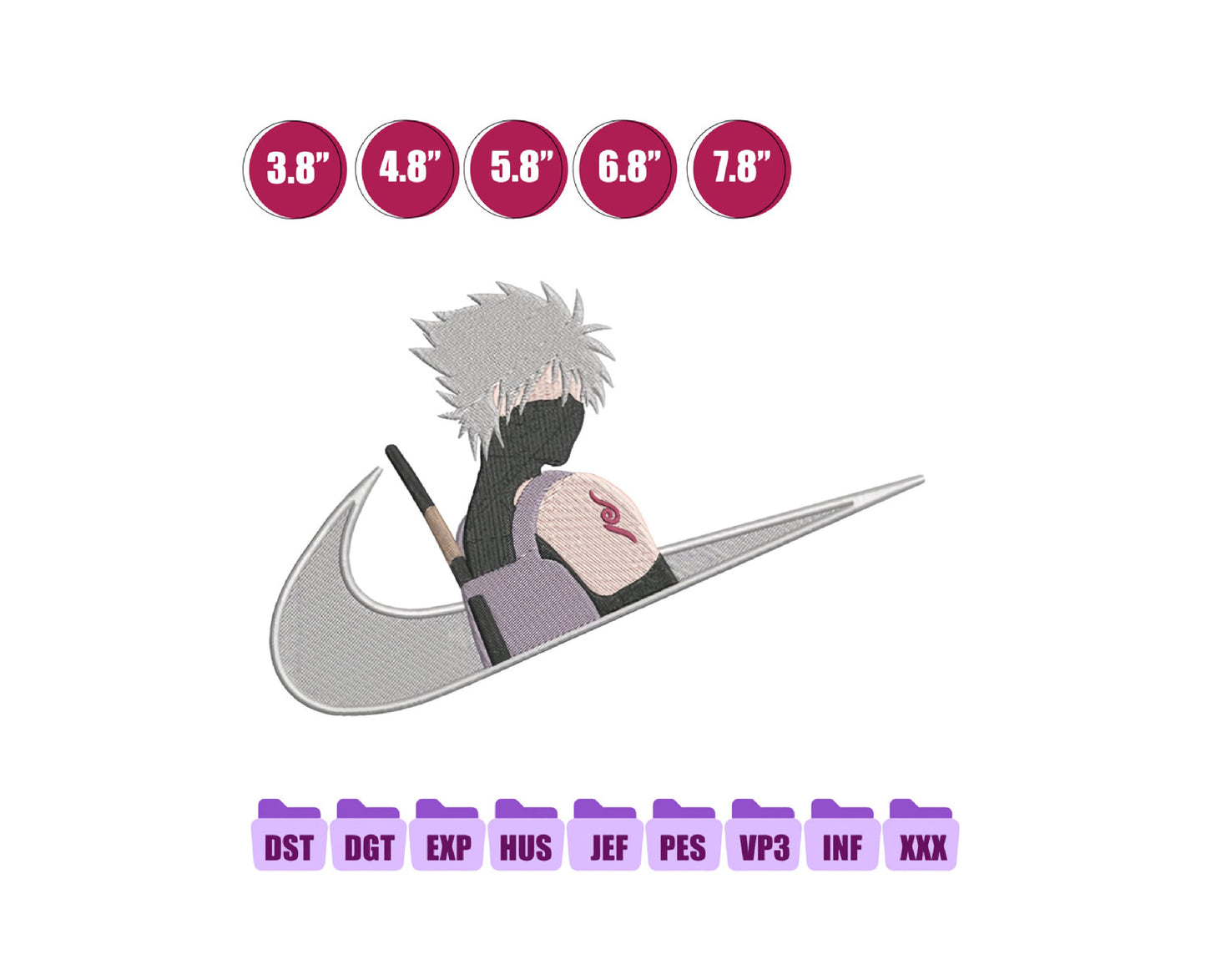 Kakashi x Ni ke Anime Embroidery Design, Ni ke Anime Embroidery Designs 74