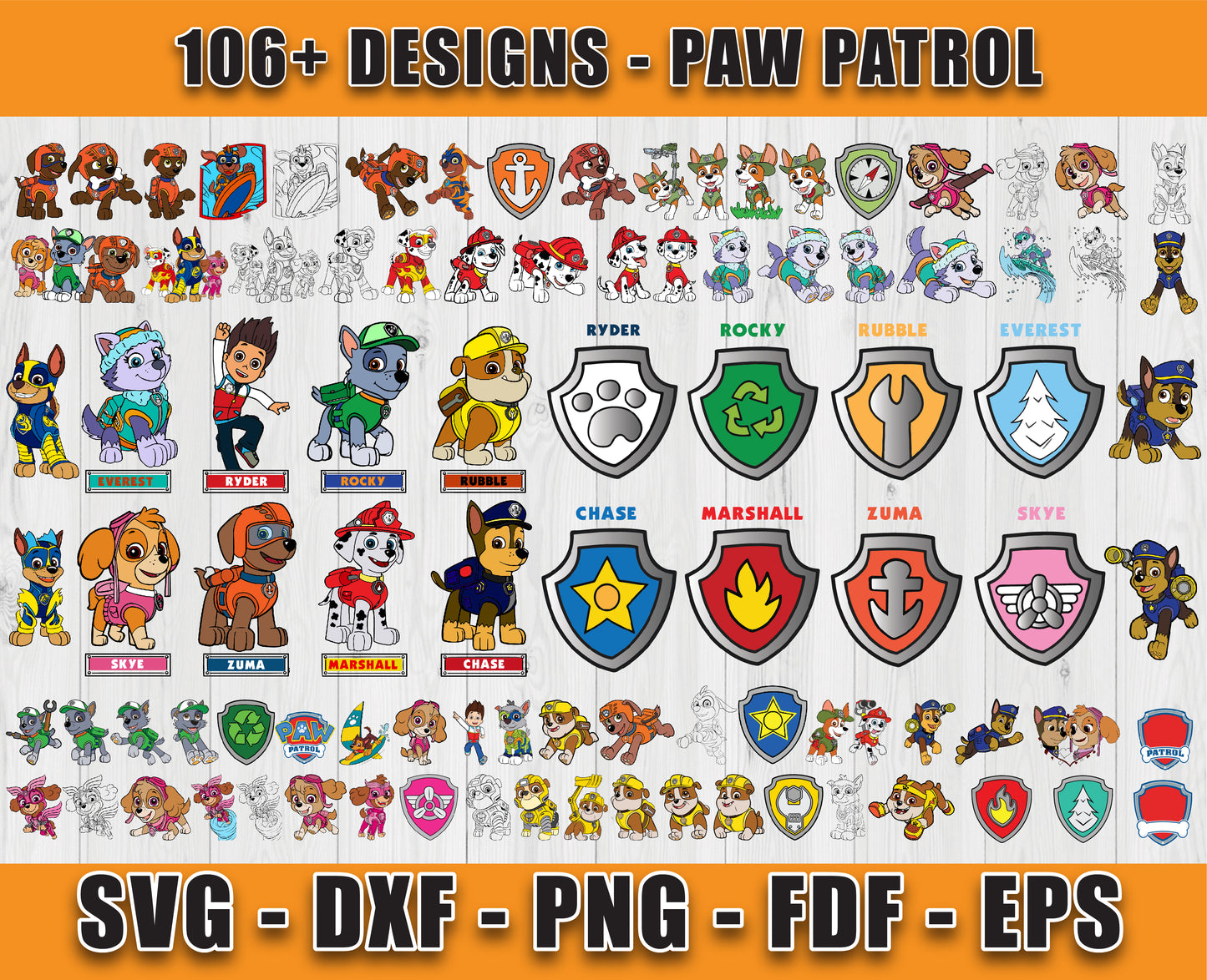 106 Designs Paw Patrol Svg Bundle, Bundle Cartoon Svg 07