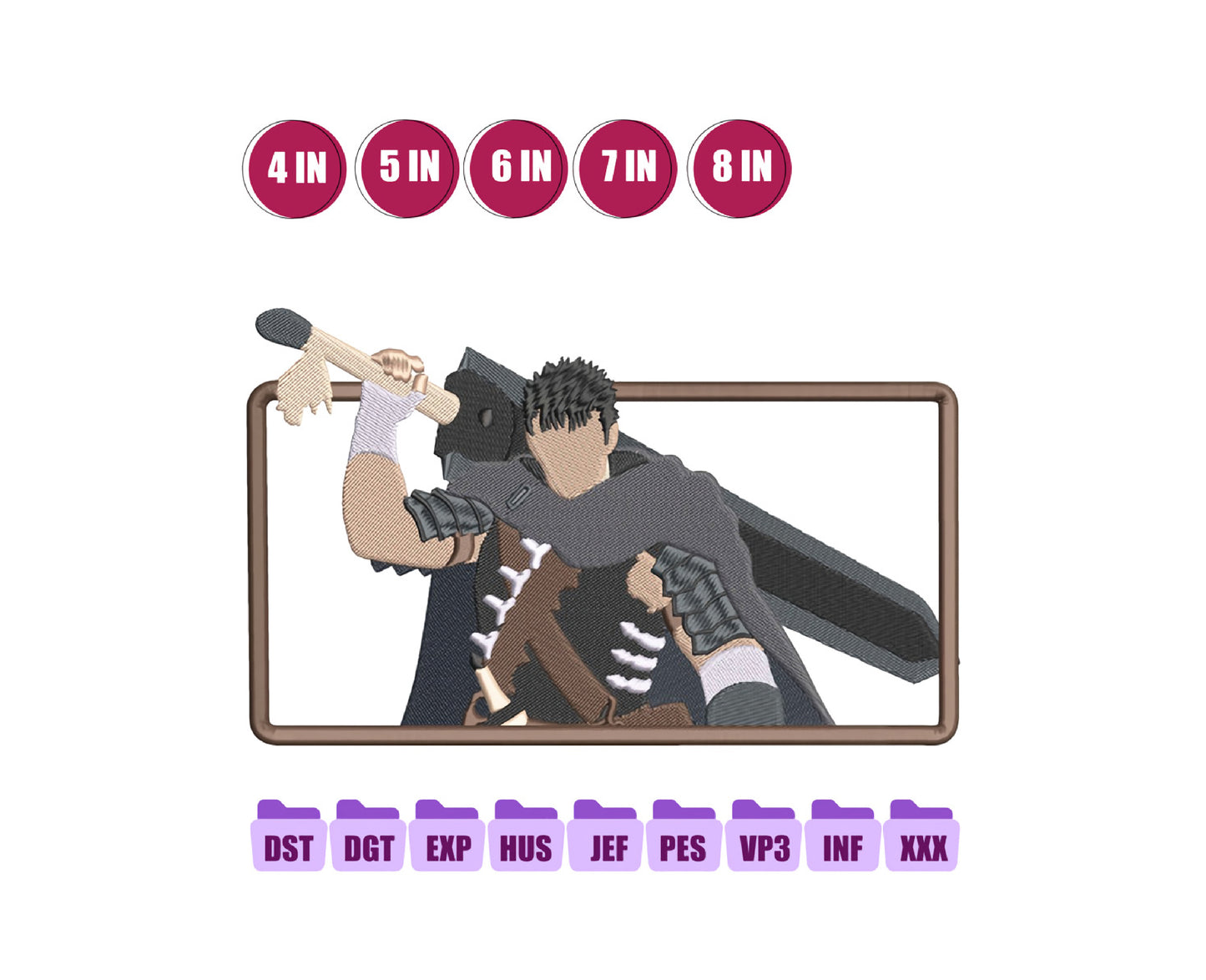 Berserk Anime Embroidery Design, Anime Machine Embroidery Design 89