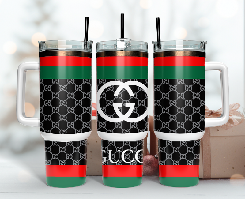 Gucci Tumbler Wrap 40oz, Logo Fashion Tumbler Wrap 40oz, Tumbler 40oz Png 92