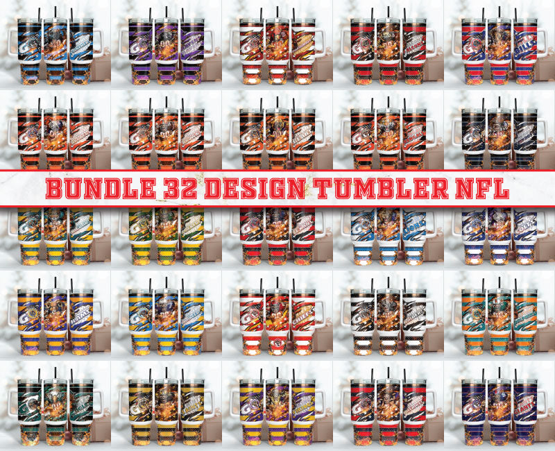 Bundle 32 Design Tumbler NFL 40oz Png, 40oz Tumbler Skinny 97