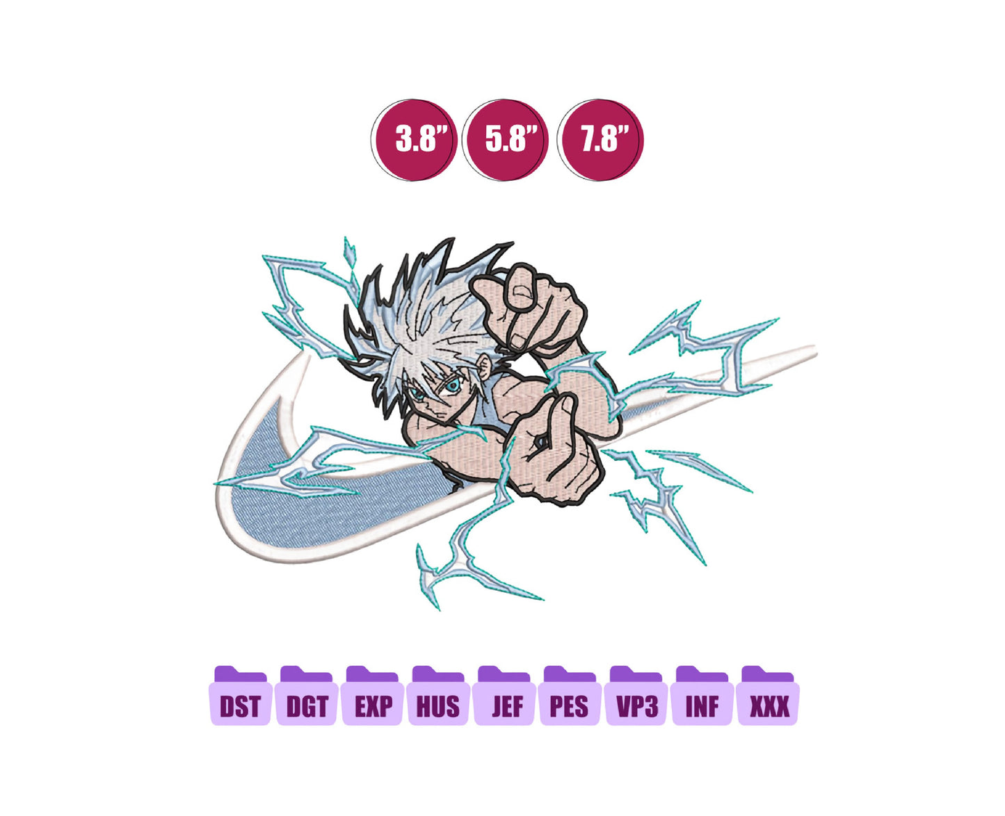 Ni ke Killua Anime Embroidery Design, Ni ke Anime Embroidery Designs 97