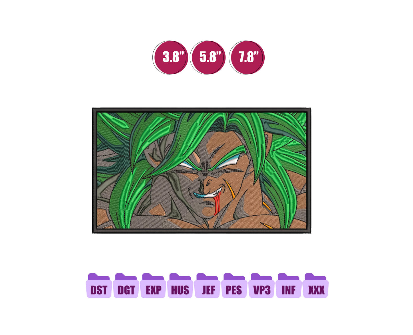 Broly Anime Embroidery Design, Anime Machine Embroidery Design 98