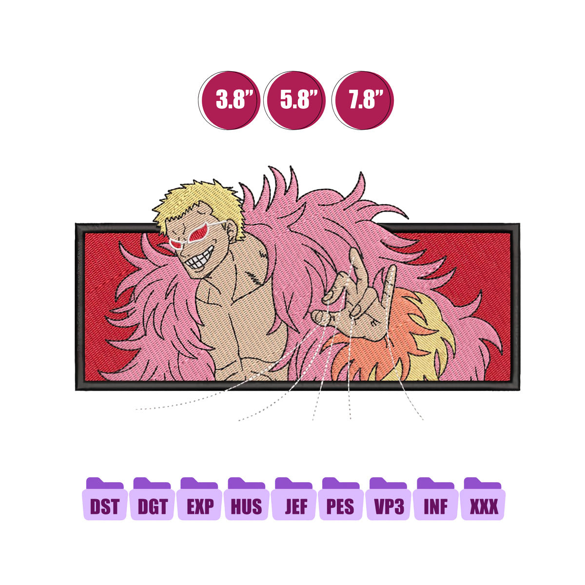 Doflamingo Anime Embroidery Design, One Piece Embroidery 09