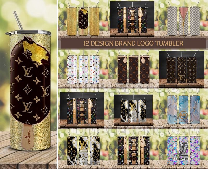 Tumbler Wraps 20 oz, Fashion Luxury Logo Tumbler Wrap Png Bundle, Logo Brand Tumbler , 20oz Skinny , Tumbler Wrap Bundle Designs 02 Tumblerpng