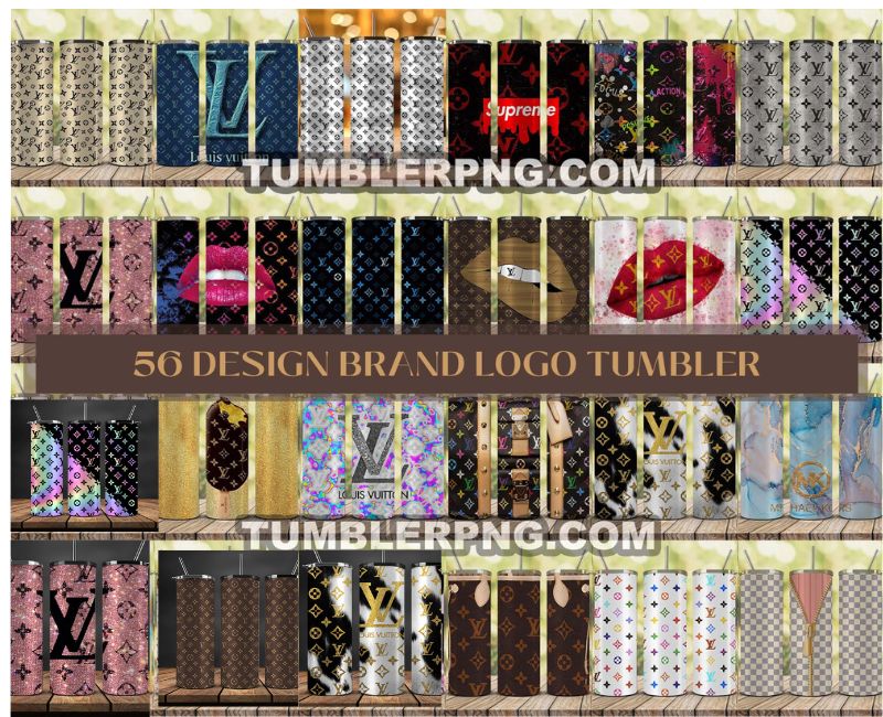 50 Tumbler Wraps 20 oz, Fashion Luxury Logo Tumbler Wrap Png Bundle, Logo Brand Tumbler , 20oz Skinny , Tumbler Wrap Bundle Designs 11