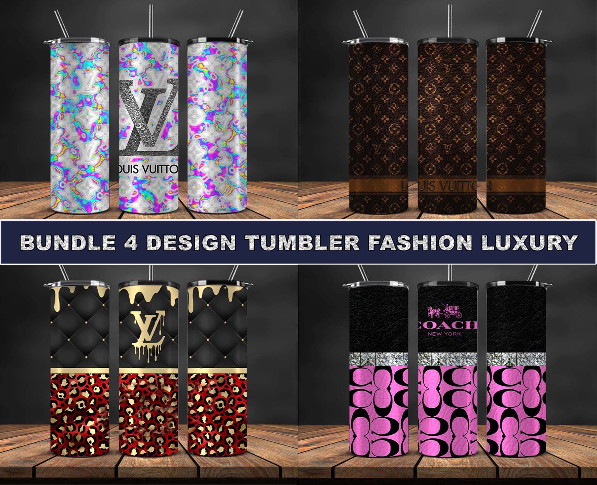 Brand Logo Tumbler Wrap , Logo Gucci ,Dior,Louis Vuitton,Chanel, Coach  Brand Tumbler Wrap 02